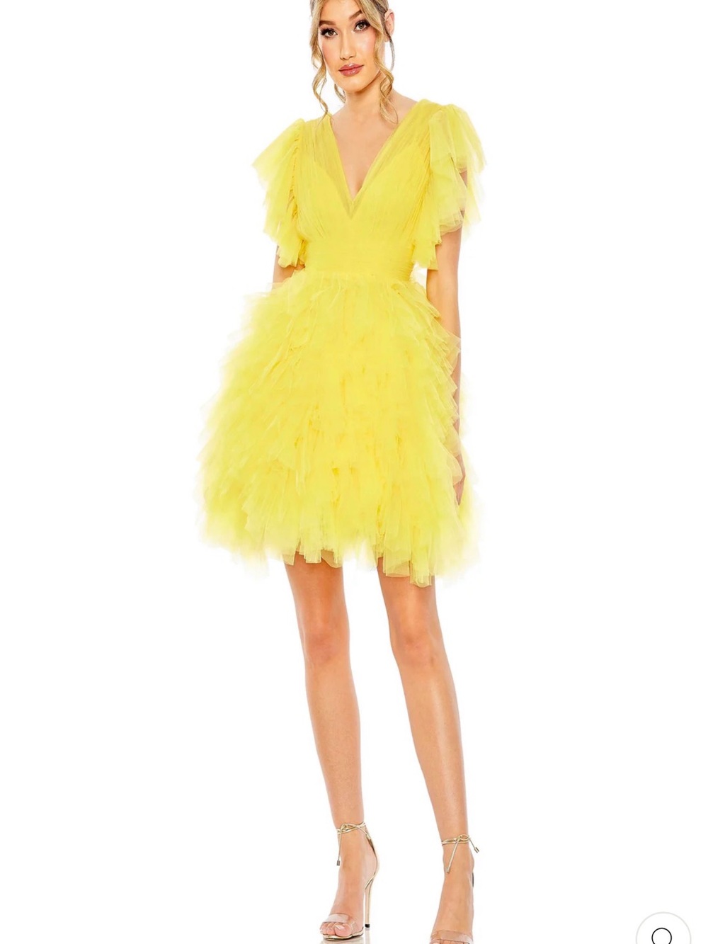 Mac Duggal Bright Yellow Tulle Dress Size 2